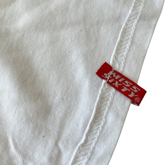 Miss Sixty Vtg Y2K Baby Tee M Italian Runaway Monks Budduist Punk Cross Wings - Picture 7 of 12